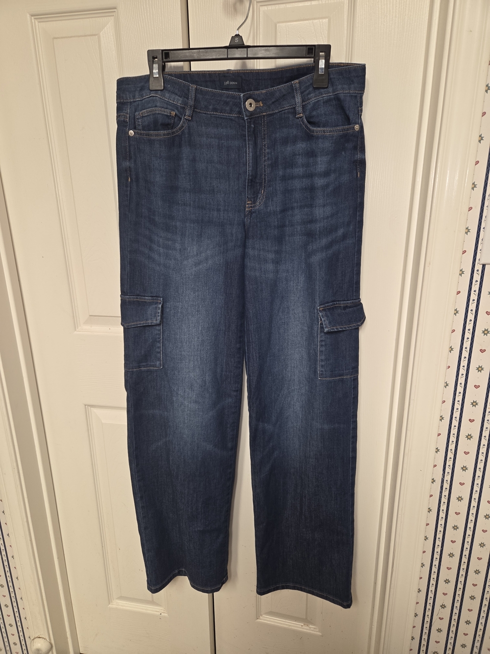 J Jill Denim Dark Wash Denim Cargo Jeans
